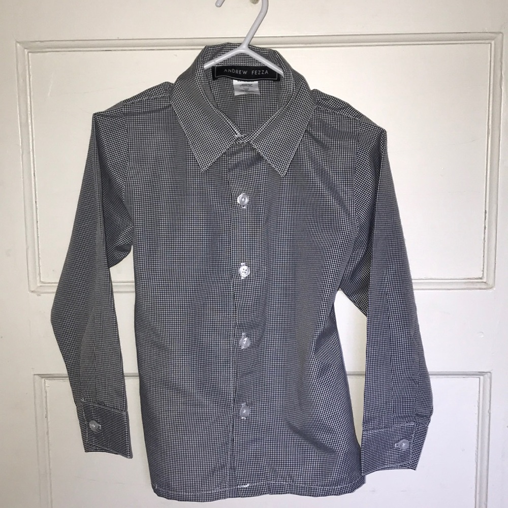 Andrew Fezza boys 4T b&w gingham buttoned shirt